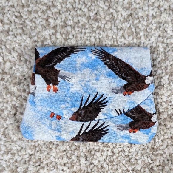 Handmade Eagle/Blue Print Wallet Credit Card Holder Small Pocket Wallet - Picture 1 of 6